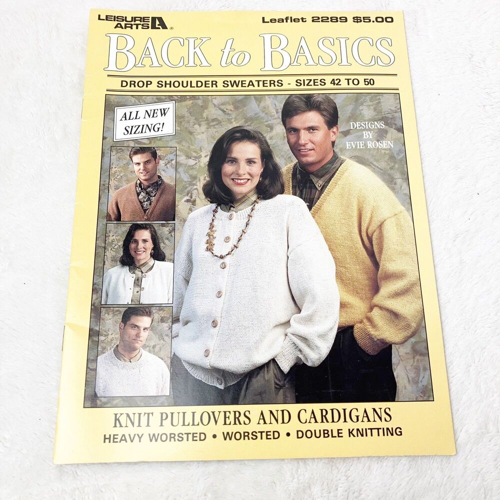 Leisure Arts Back To Basics Leaflet #2289 Pullovers And Cardigans Vintage 1992